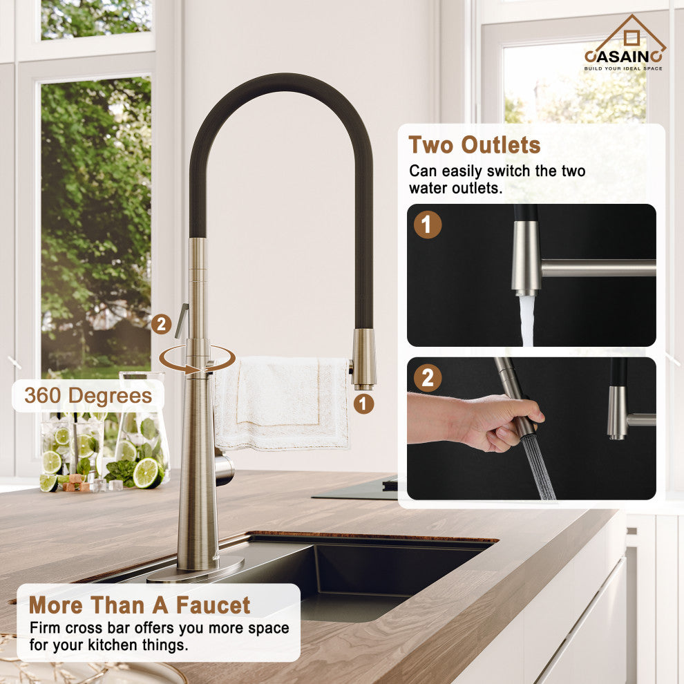 33in Stainless Steel Double Bowl Undermount Workstation Kitchen Sink/ Faucet, Brushed Nickel