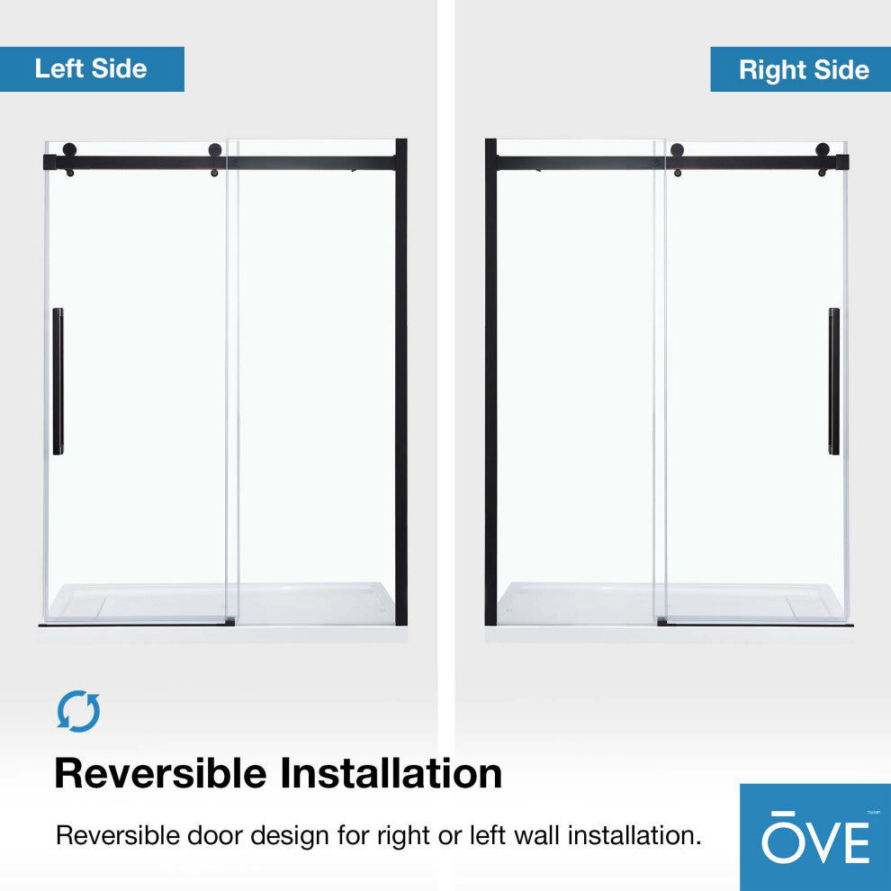 Bel Soft-Close Frameless Sliding Soft Close Shower Door, Oil Rubbed Bronze, 60"