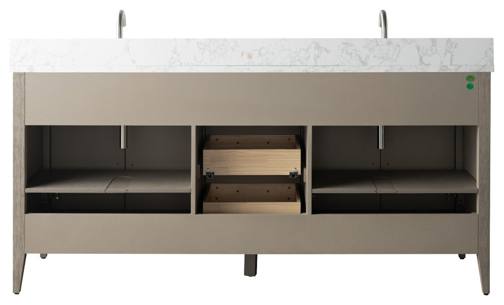Vanity Art Bathroom Vanity With Sink, Driftwood Gray, 72", Double Sink, Brushed Nickel
