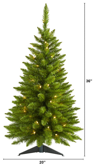 3' Providence Pine Faux Xmas Tree, Metal Planter W/ Lights & Bendable Branches