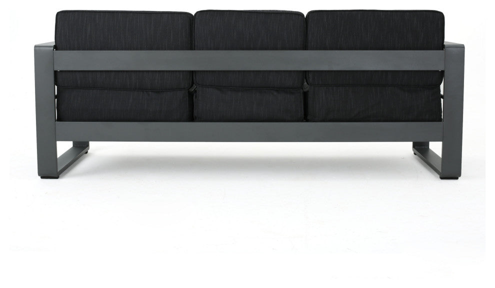 GDF Studio 3-Piece Coral Bay Outdoor Aluminum Sofa Set With Dark Gray