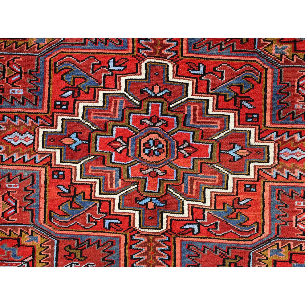 Barn Red Vintage Persian Heriz Pure Wool Hand Knotted Oriental Rug 10'x12'8"