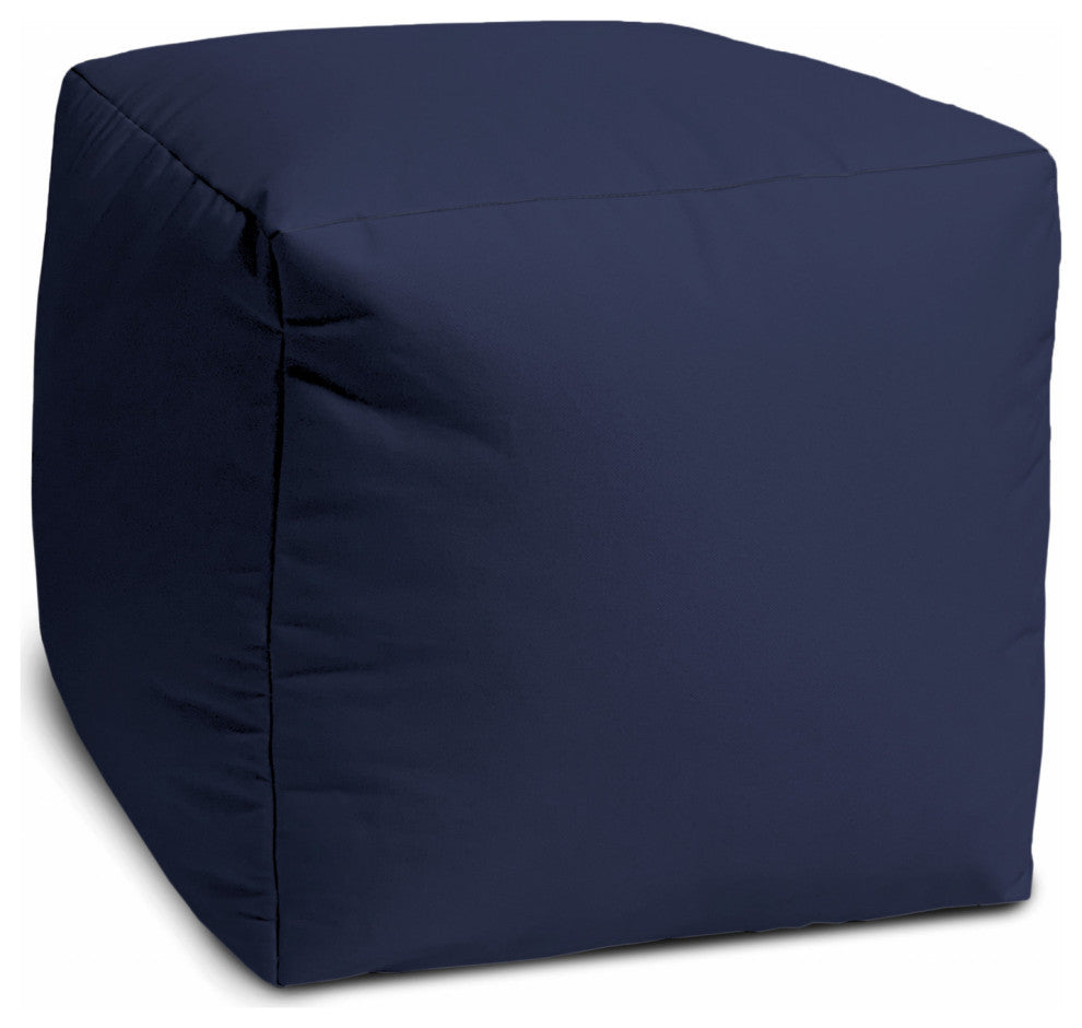 17  Cool Warm Indigo Blue Solid Color Indoor Outdoor Pouf Cover