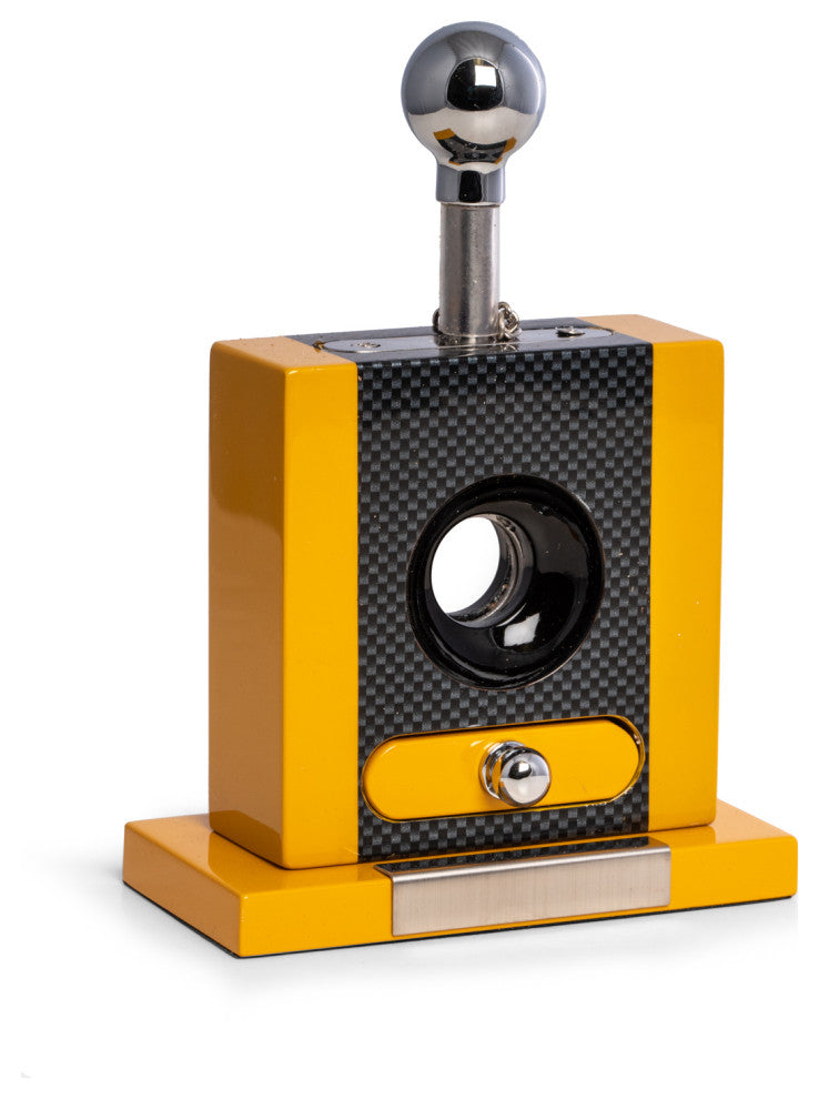 Table Top Cigar Cutter, Drawer Yellow and "Carbon Fiber" Color