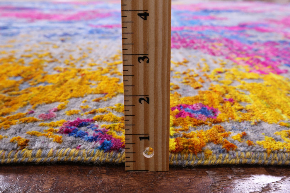 9' 0" X 11' 7" Abstract Hand Knotted Wool and Silk Rug Q11858