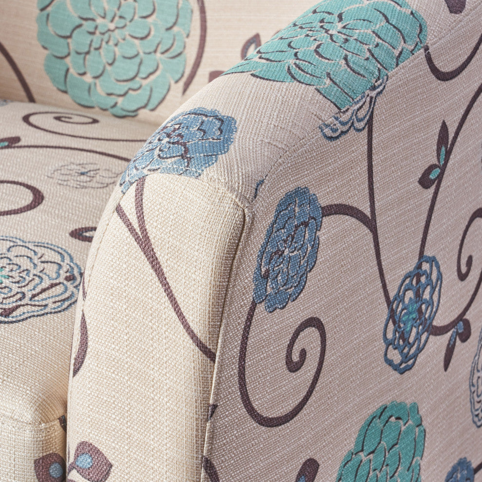 GDF Studio Palisades White and Blue Fabric Club Chair