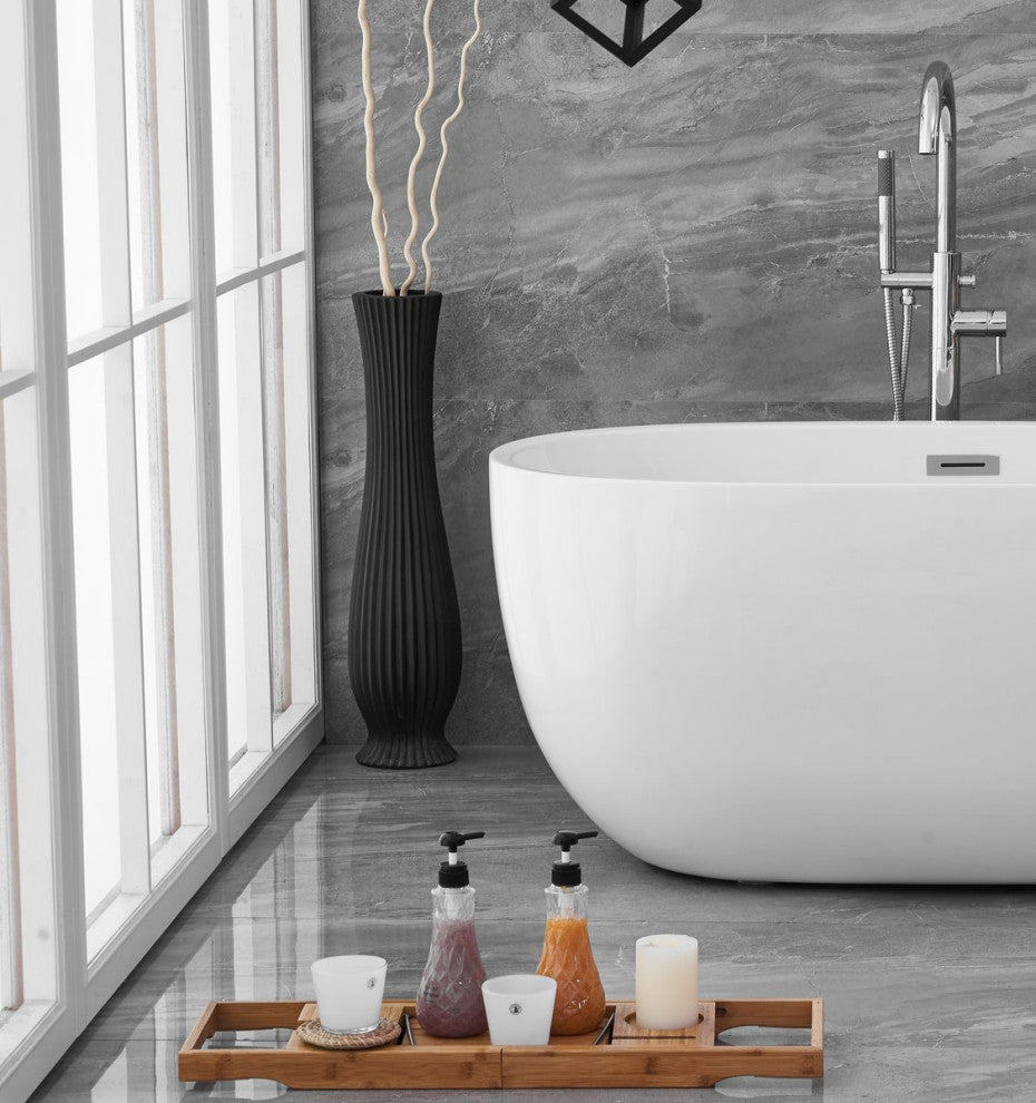 Aaron 54" Soaking Roll Top Bathtub, Glossy White