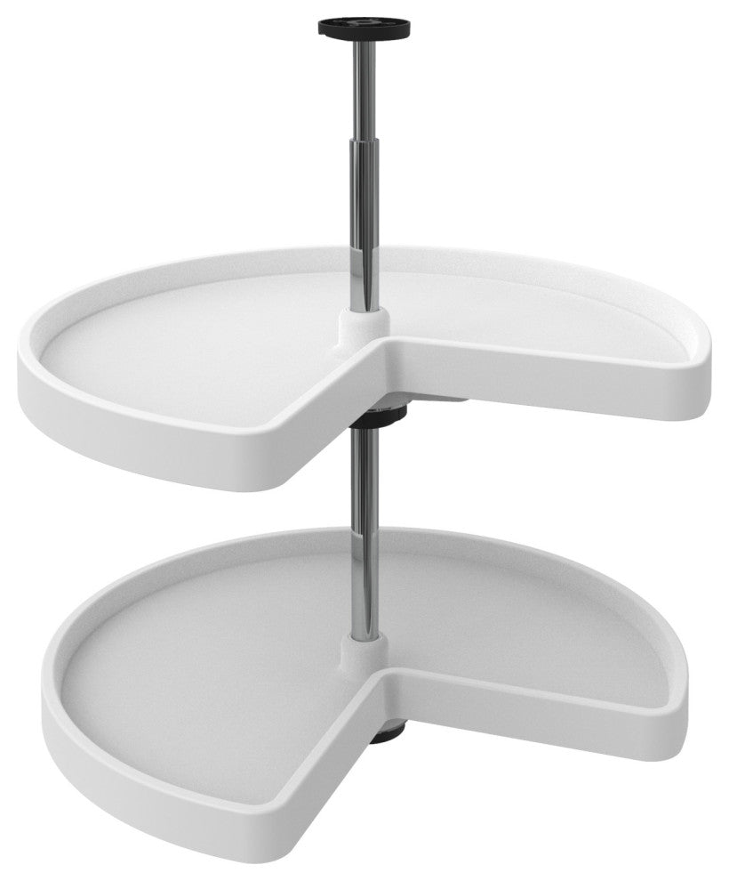 Value Line Polymer Kidney 2-Shelf Lazy Susans for Corner Base, White, 24"W