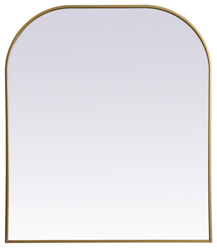 Metal Frame Arch Mirror 36X42 Inch, Brass