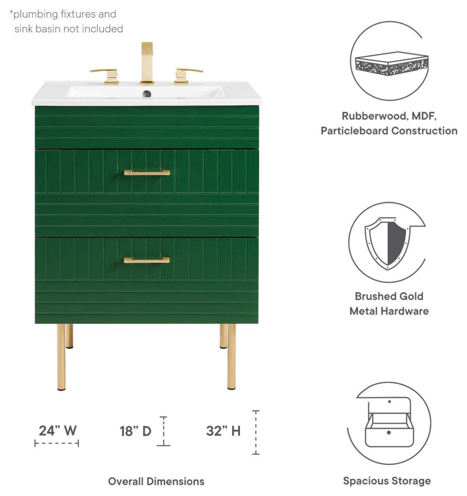 Daybreak 24" Bathroom Vanity Cabinet, Sink Basin Not Included, Green