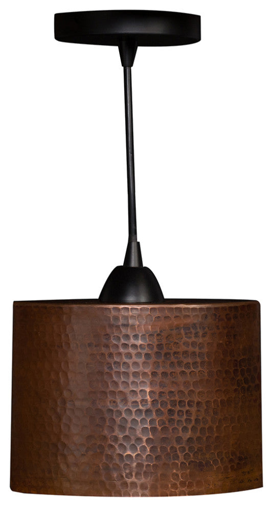 Hand Hammered Copper 8" Oval Cylinder Pendant Light