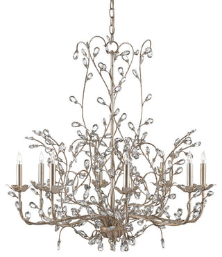 Crystal 8 Light Chandelier, Silver Granello