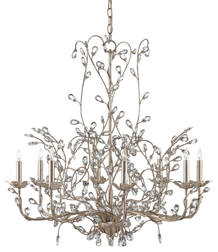 Crystal 8 Light Chandelier, Silver Granello