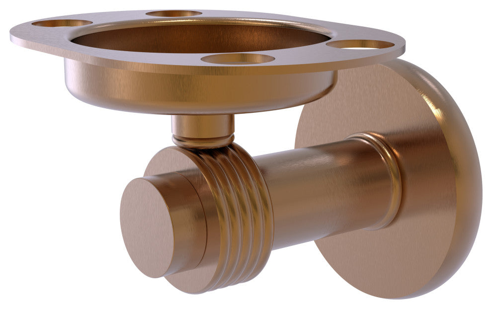 Mercury Tumbler and Toothbrush Holder with Groovy Accents, Brushed Bronze