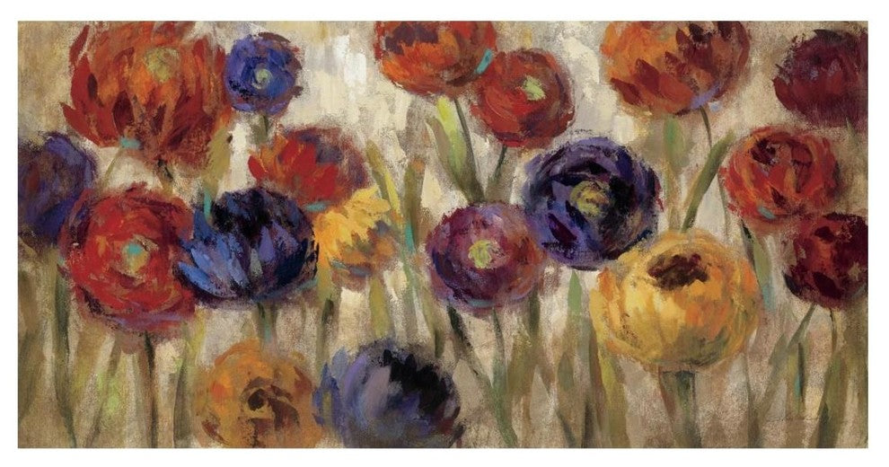 "Asters and Mums" Digital Paper Print by Silvia Vassileva, 26"x14"