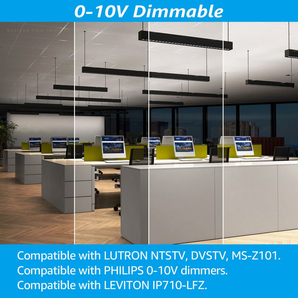 2 Pack 4FT LED Linear Light, Anti Glare Suspended Lighting Fixture, 4000K