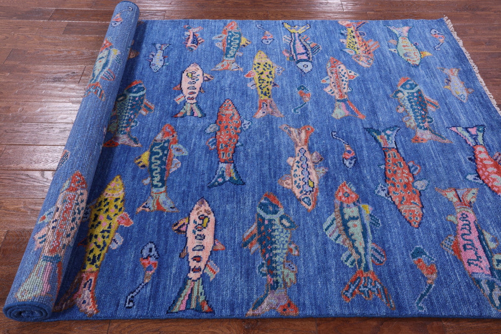 5' 2" X 8' 1" Gabbeh Fish Design Handmade Rug - Q15348