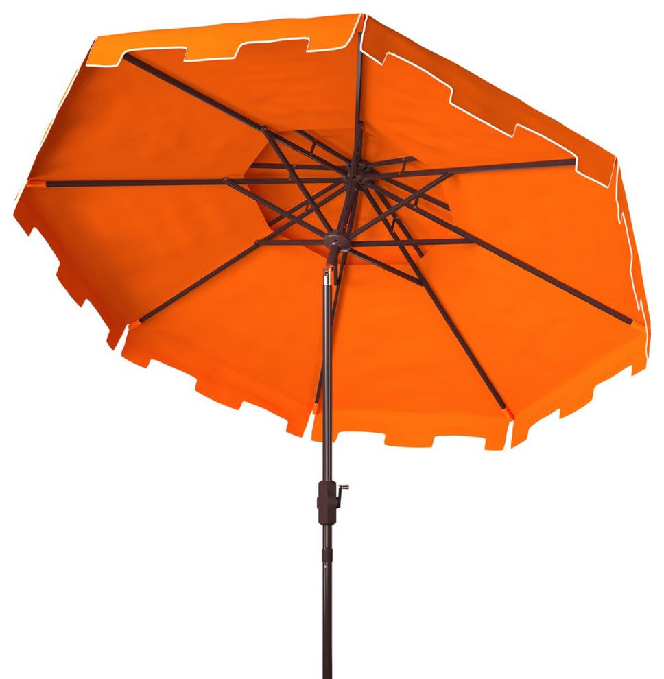 Safavieh Outdoor Zimmerman 9ft Double Top Market Umbrella Orange/White Trim
