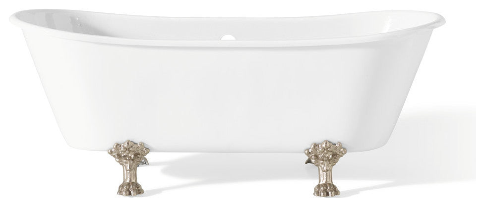 Cheviot Products Winchester Cast Iron Bathtub, White, Brushed Nickel
