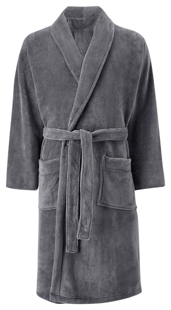 Luxury Robe Plush Bath Robe Micro Fleece Unisex One Size Fits Most Shawl Collar