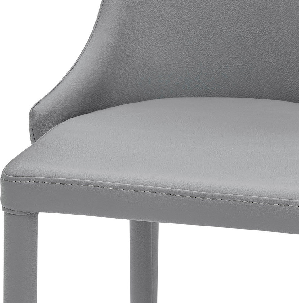 Jillian Gray Leatherette Bar Stool with Stainless Steel Base