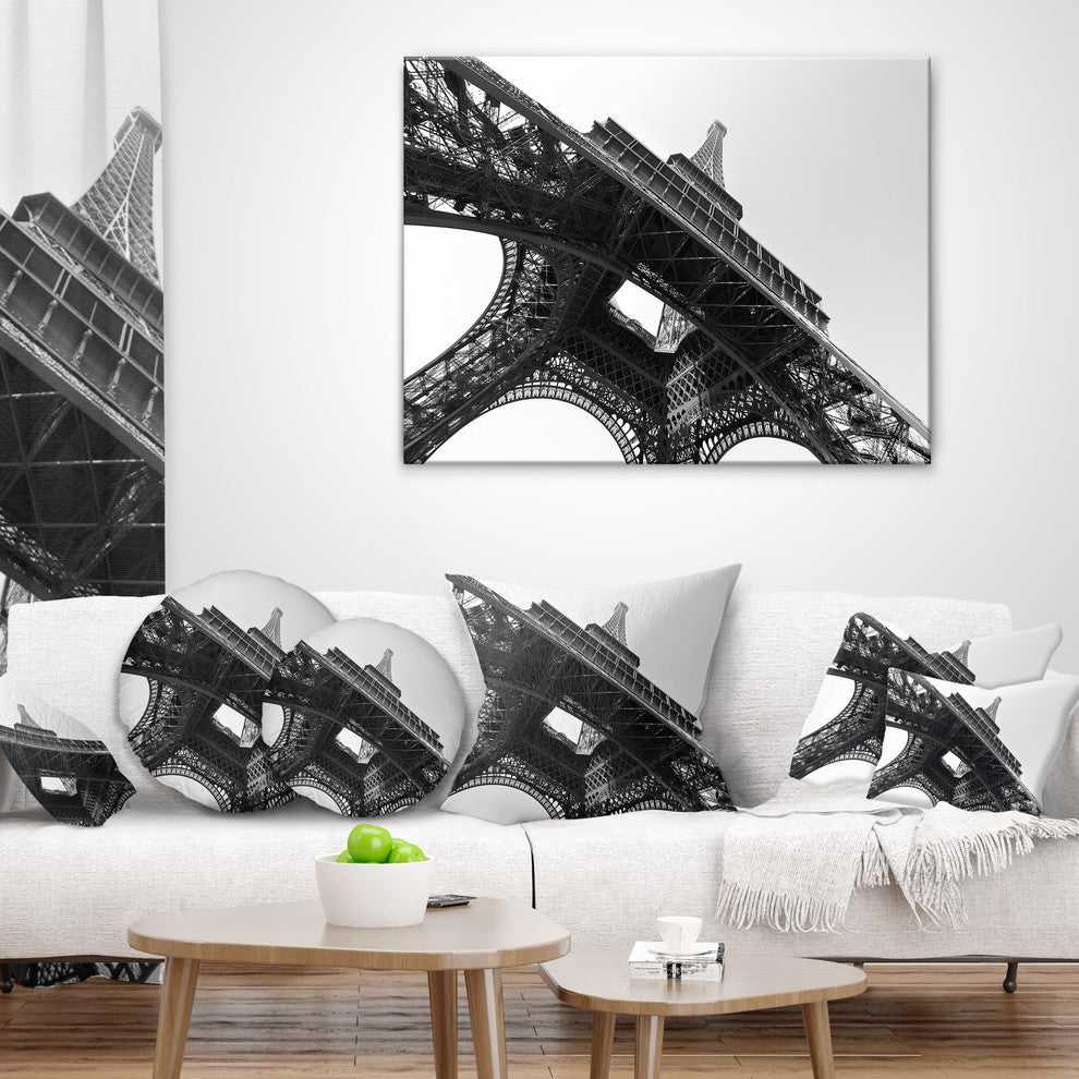 Paris Eiffel Towerinto the Sky Skyline Photography Throw Pillow, 16"x16"