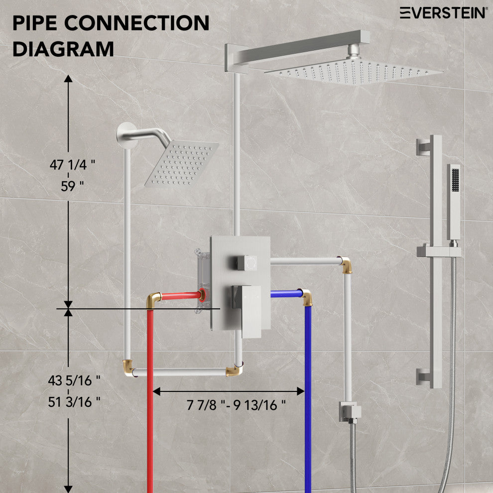 Dual Heads 10"x 6" Rain Shower System with Hand Shower Spray, Brushed Nickel
