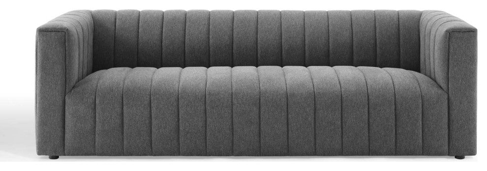 Tufted Sofa, Fabric, Dark Gray, Modern, Living Lounge Hotel Hospitality