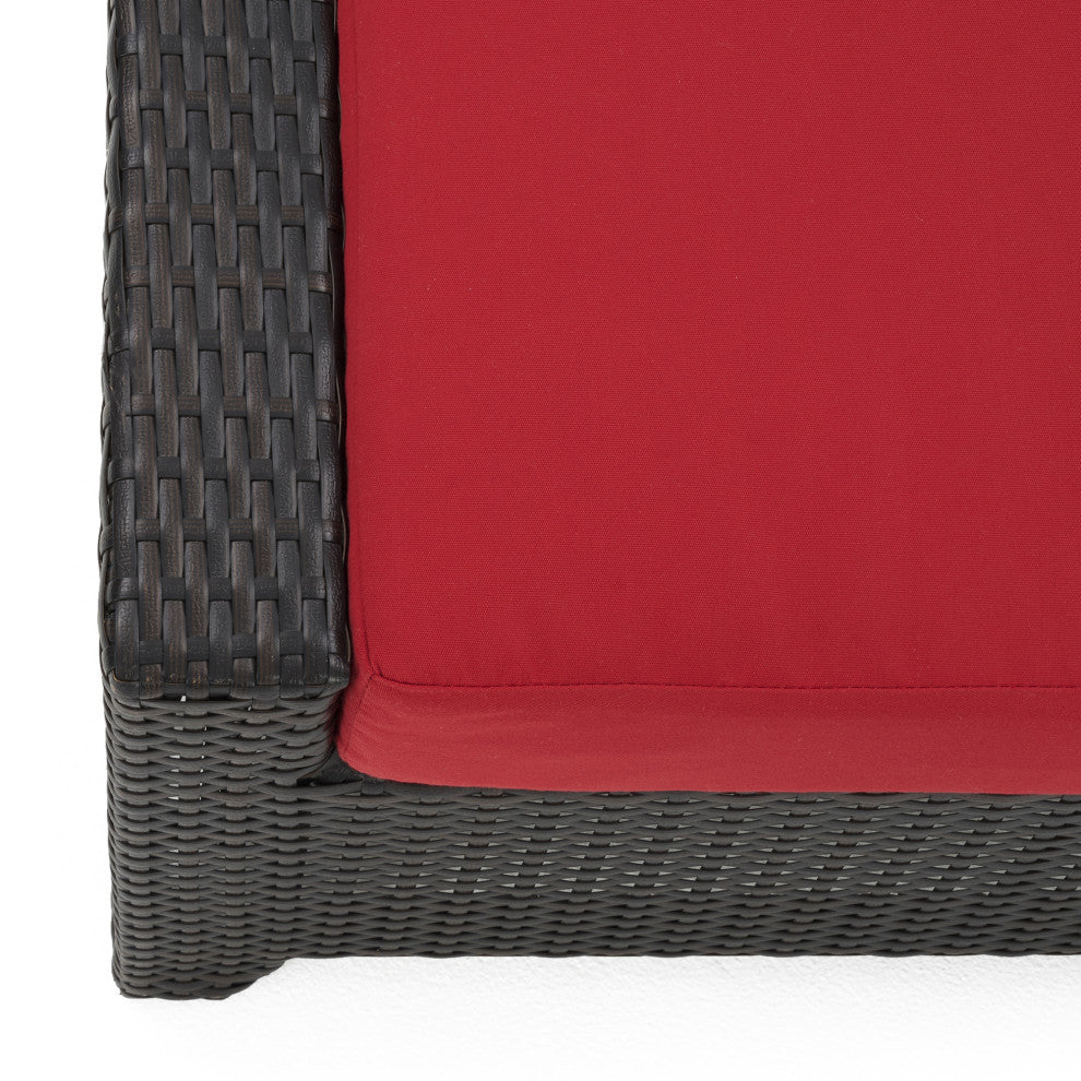Deco 5 Piece Sunbrella Outdoor Patio Love and Club Seating Set, Sunset Red