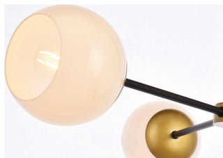 Brooke 32" Pendant, Black and Brass With White Shade
