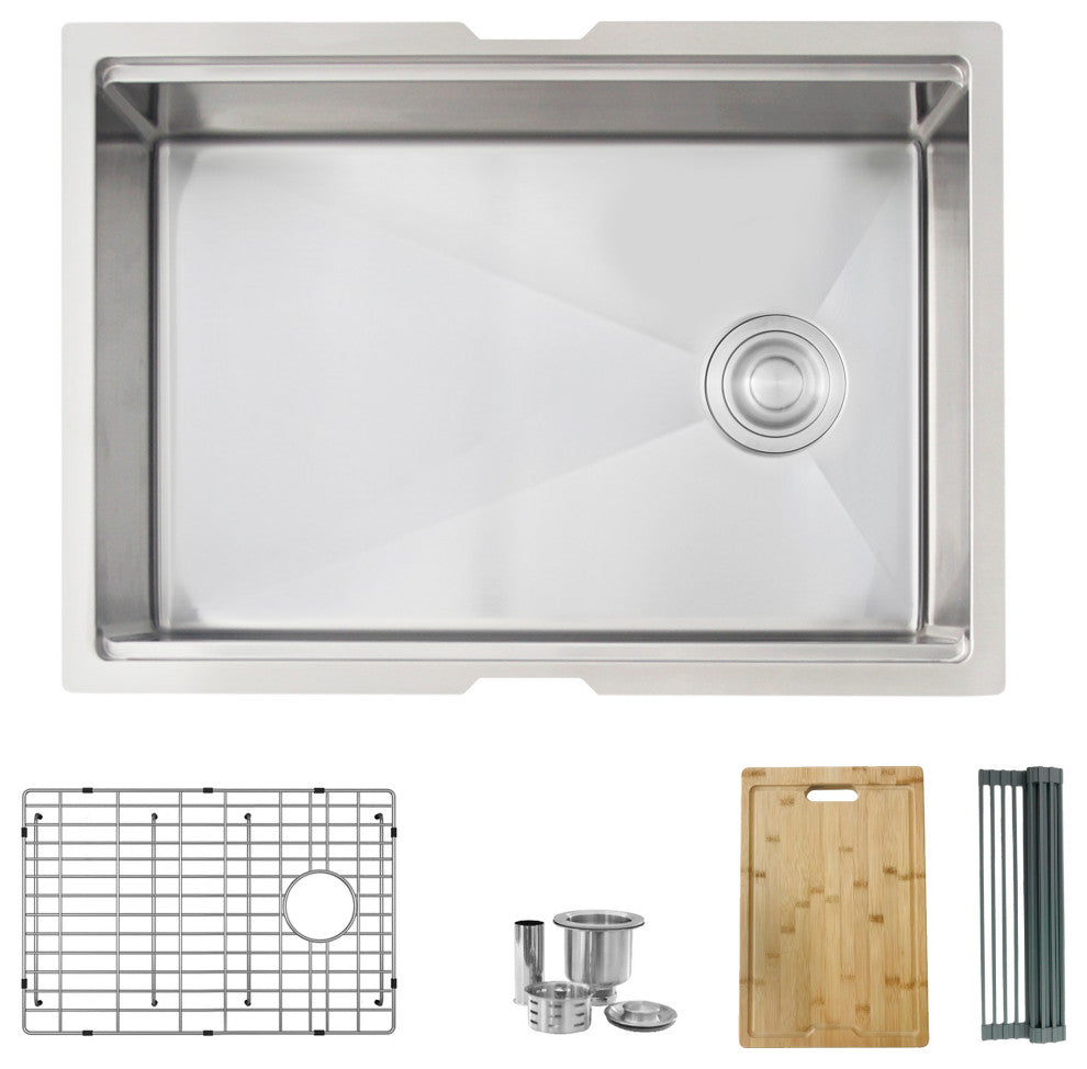 STYLISH 27'' Workstation Single Bowl Undermount 16G Stainless Steel Kitchen Sink