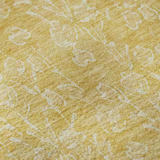 Premium Machine Washable Mayfield AMF691 Gold 8' x 8' Round Rug