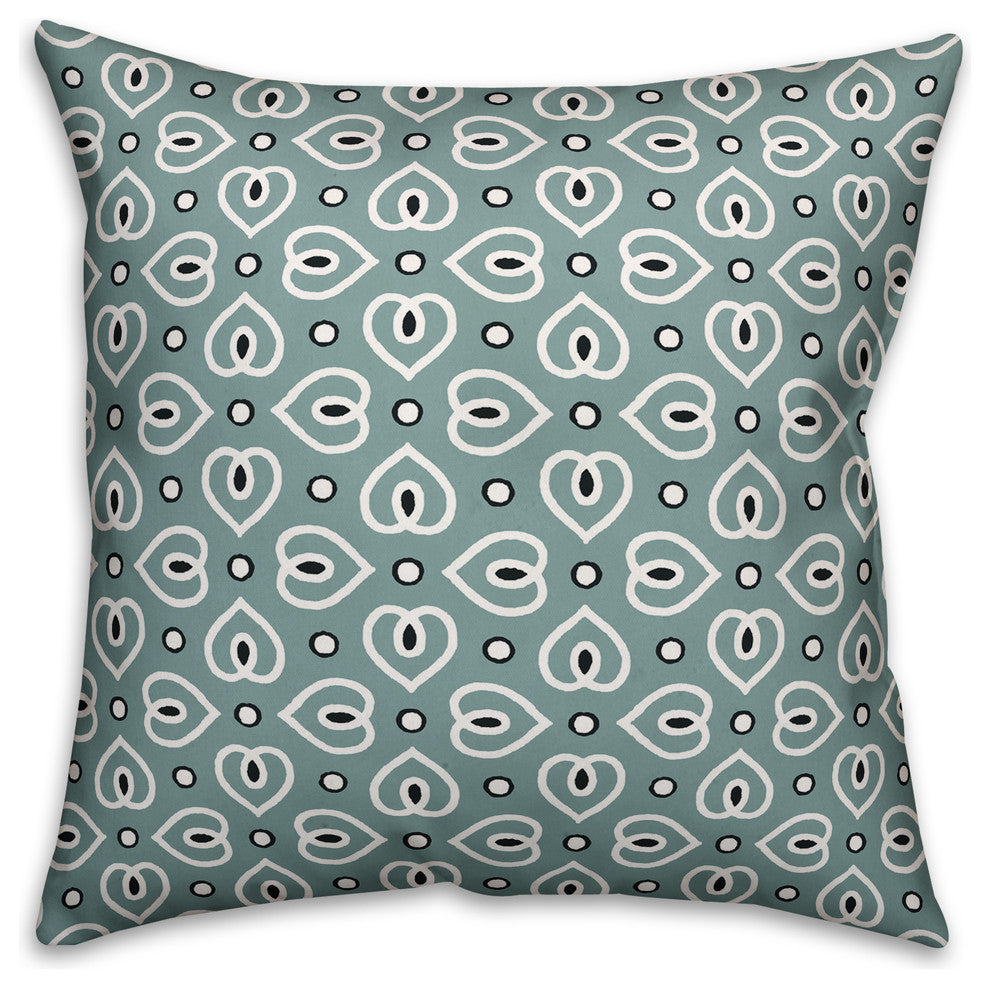 Heart Pattern, Blue Outdoor Throw Pillow, 18"x18"