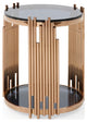 Stylish Round Rose Gold And Smoked Glass End Table