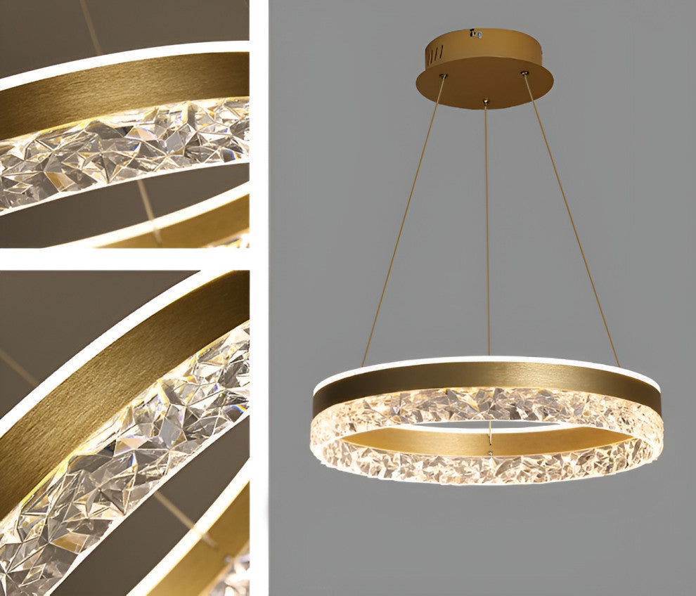 Chatel-Saint-Denis | Crystal Chandelier in the Shape of Ring, Gold, Cool Light