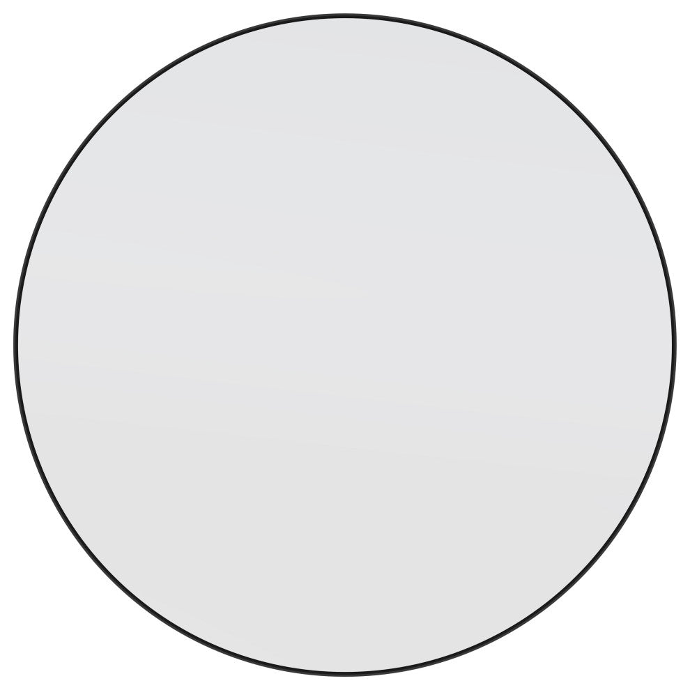 Round Black 32" Stainless Steel Framed Mirror, Black