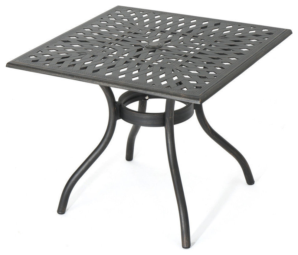 GDF Studio Augusta Outdoor Patina Copper Cast Aluminum Square Dining Table