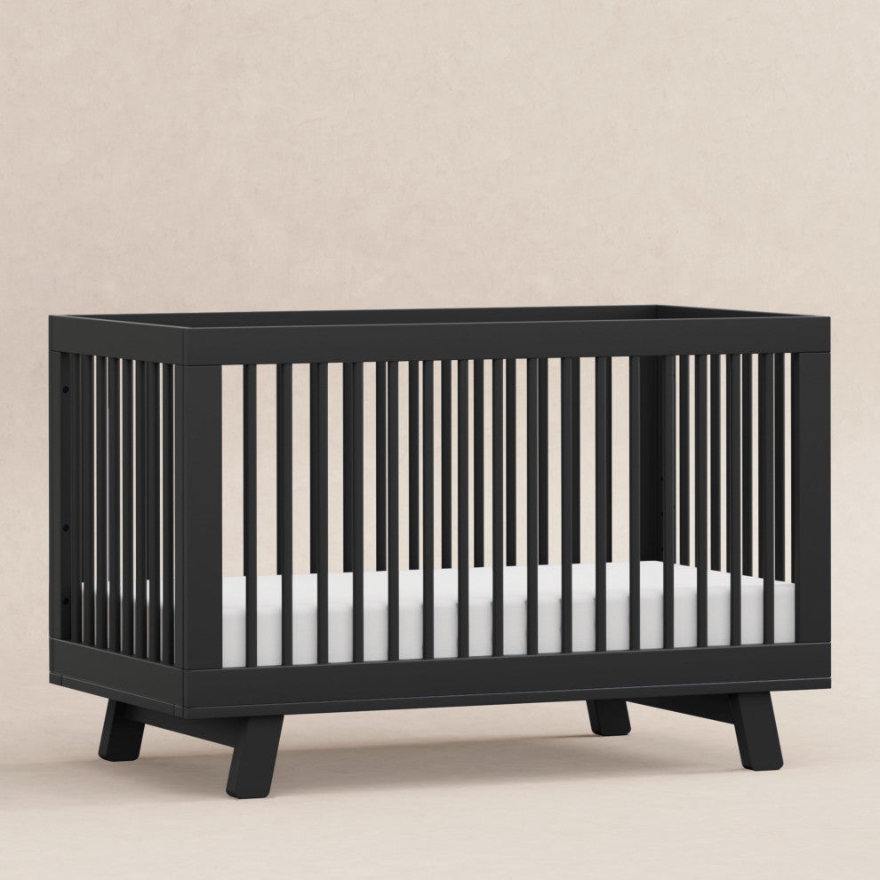 Hudson 3-in-1 Convertible Crib With Toddler Bed Conversion Kit, Black