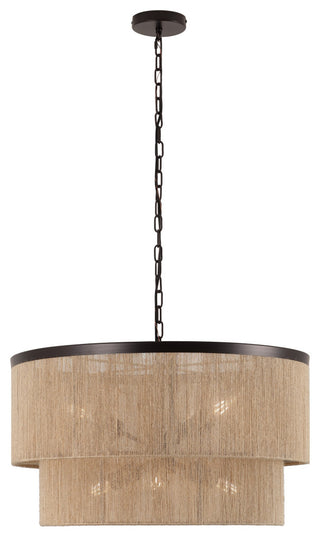 GetLedel 23.8" 6-Light Dimmable Handwoven Drum Chandelier, Oil Rubbed Bronze