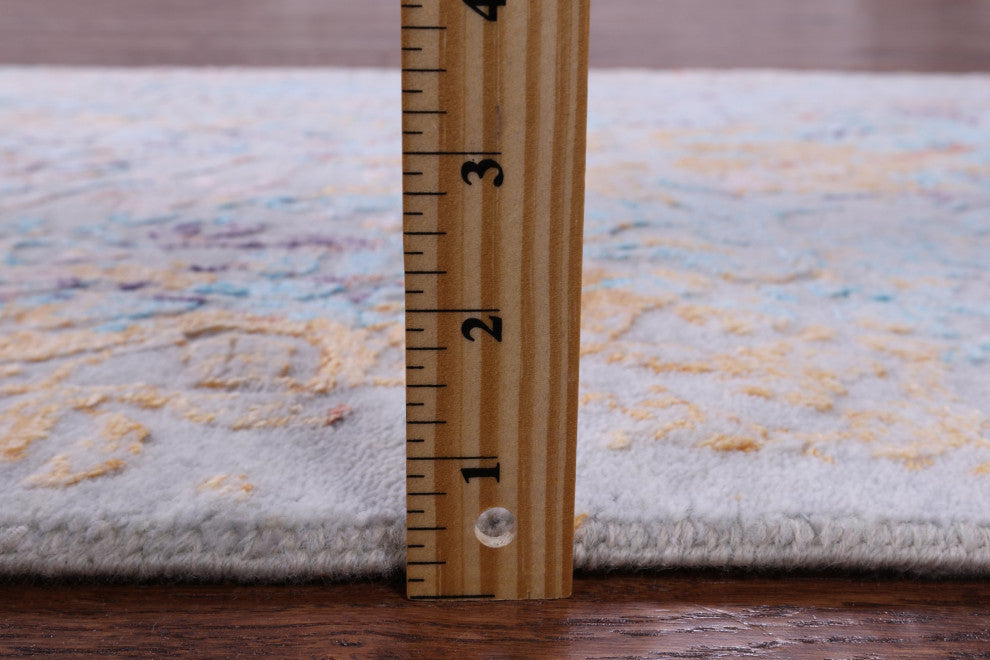2' 5" X 17' 7" Runner Modern Handmade Wool and Silk Rug Q9265