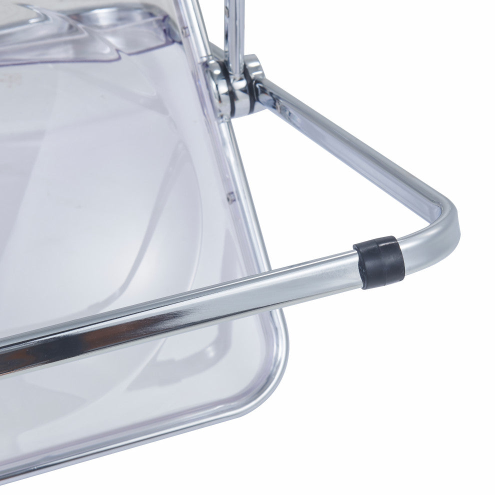 Lawrence Acrylic Folding Chair With Metal Frame, Clear