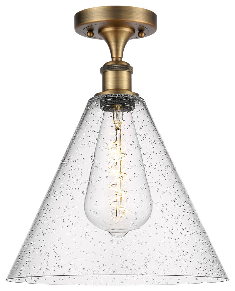 Innovations 516-1C-BB-GBC-124 1 Light Semi-Flush Mount, Brushed Brass