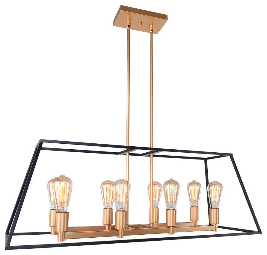8-Light Kitchen Island Modern Rectangular Chandelier