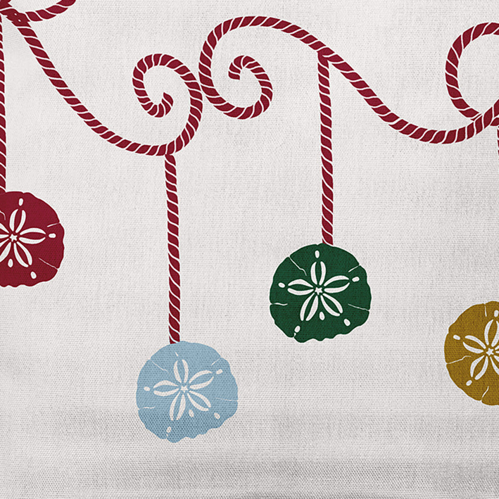 Snow Colored Sanddollar Ornaments Christmas Polyester Throw Pillow, 20"x20"