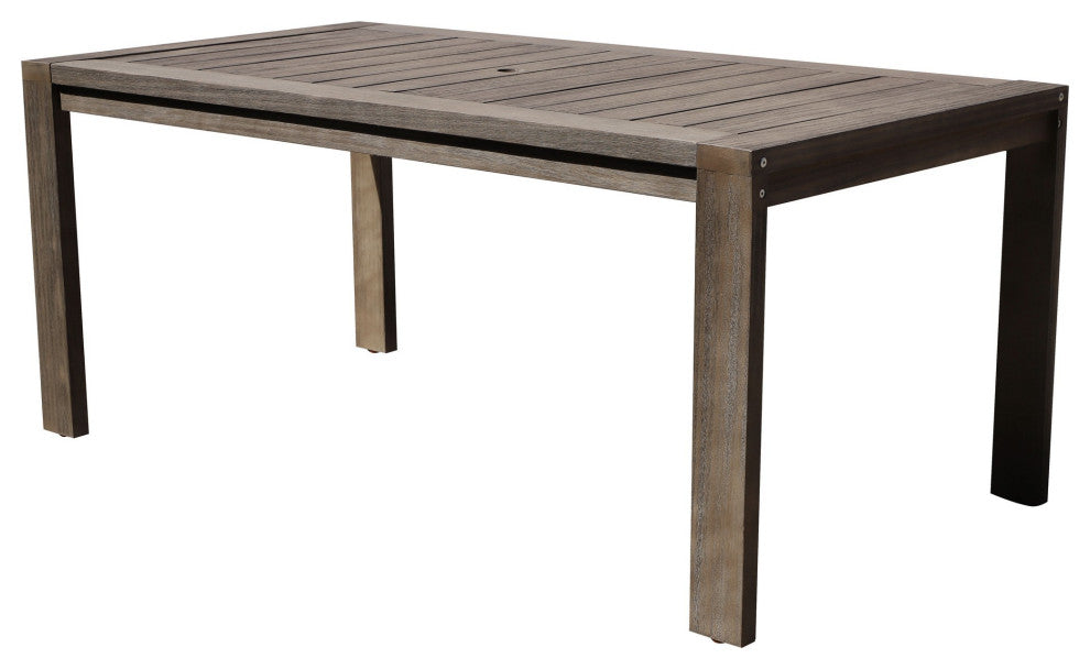 Benzara BM287762 Dining Table Burnt Brown Eucalyptus Wood Frame, Plank Top