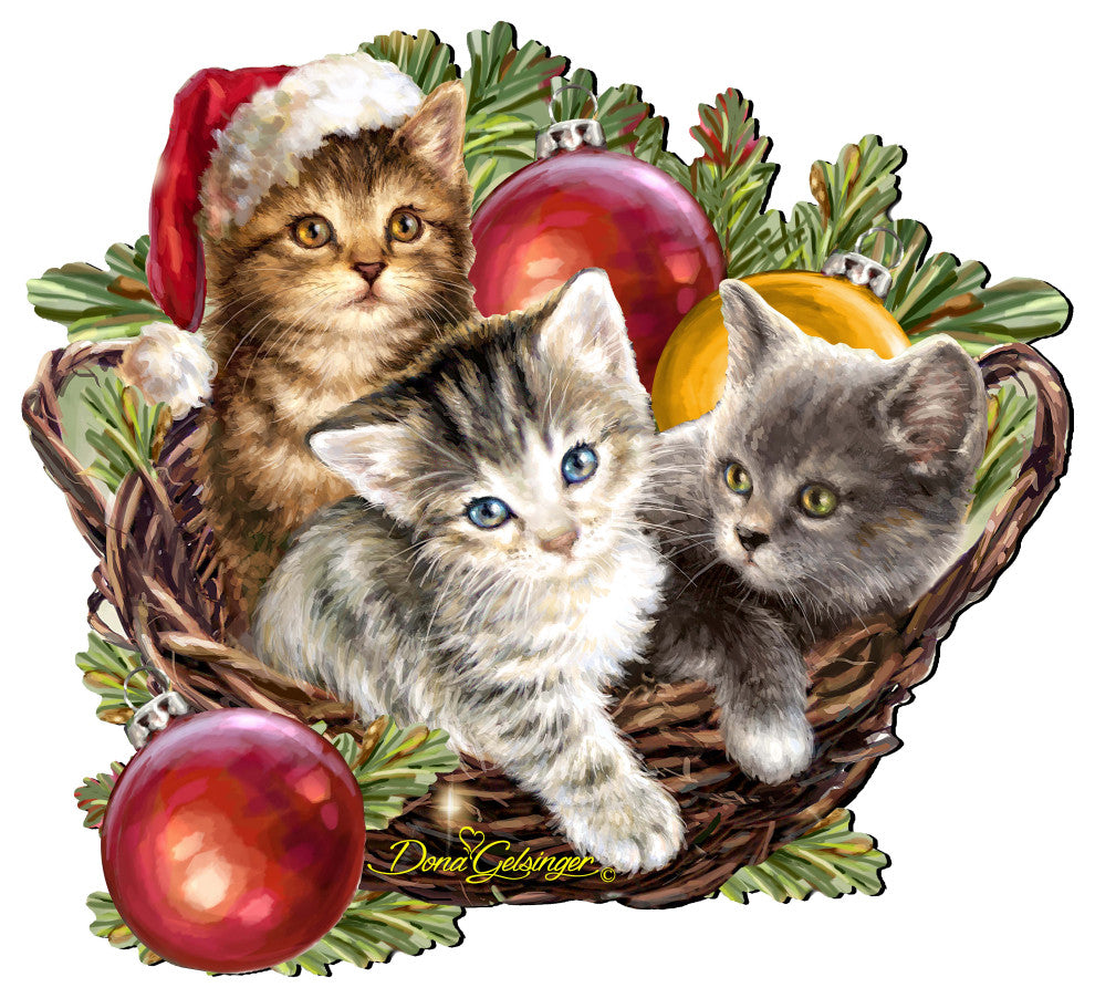 Christmas Kittens Wall and Door Hanger by Dona Gelsinger