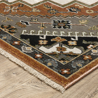 Keller Traditional Star Medallion Rust/ Ivory Area Rug, 5'3" x 7'6"