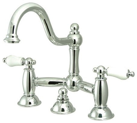 Kingston Brass Bridge Bathroom Faucet, Polished Chrome