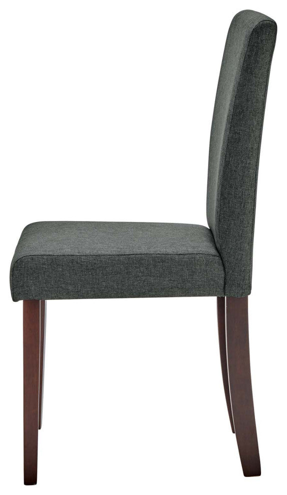Side Dining Chair, Set of 2, Fabric, Wood, Gray, Modern, Bistro Restaurant