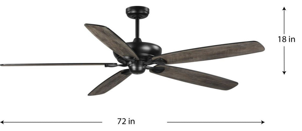 Kennedale 72" 5-Blade Rustic Charcoal/Matte Black DC Ceiling Fan